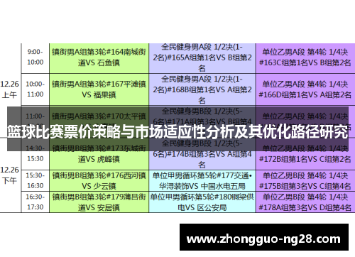 篮球比赛票价策略与市场适应性分析及其优化路径研究