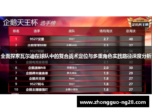 全面探索瓦尔迪在球队中的复合战术定位与多重角色实践路径深度分析